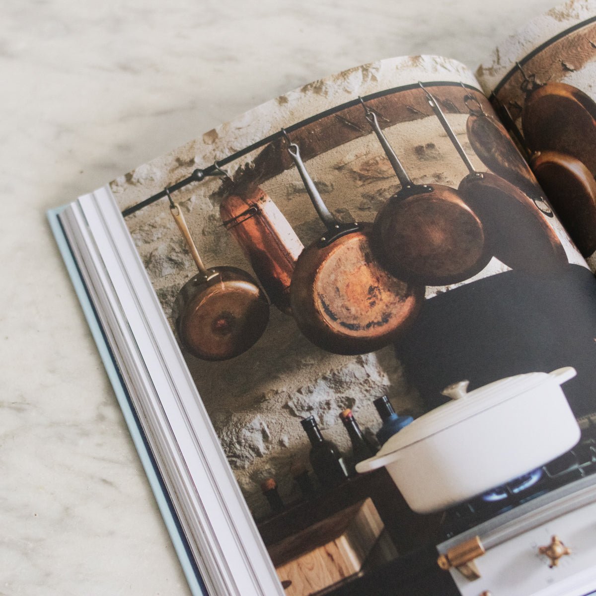 French at Heart Cookbook with Moroccan Marble Bowl and Silver Salt Spoon - elsie green - the french kitchen