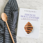 French Boulangerie Cookbook with Laundered Linen Kitchen Towel and Wood Spoon - elsie green - the french kitchen