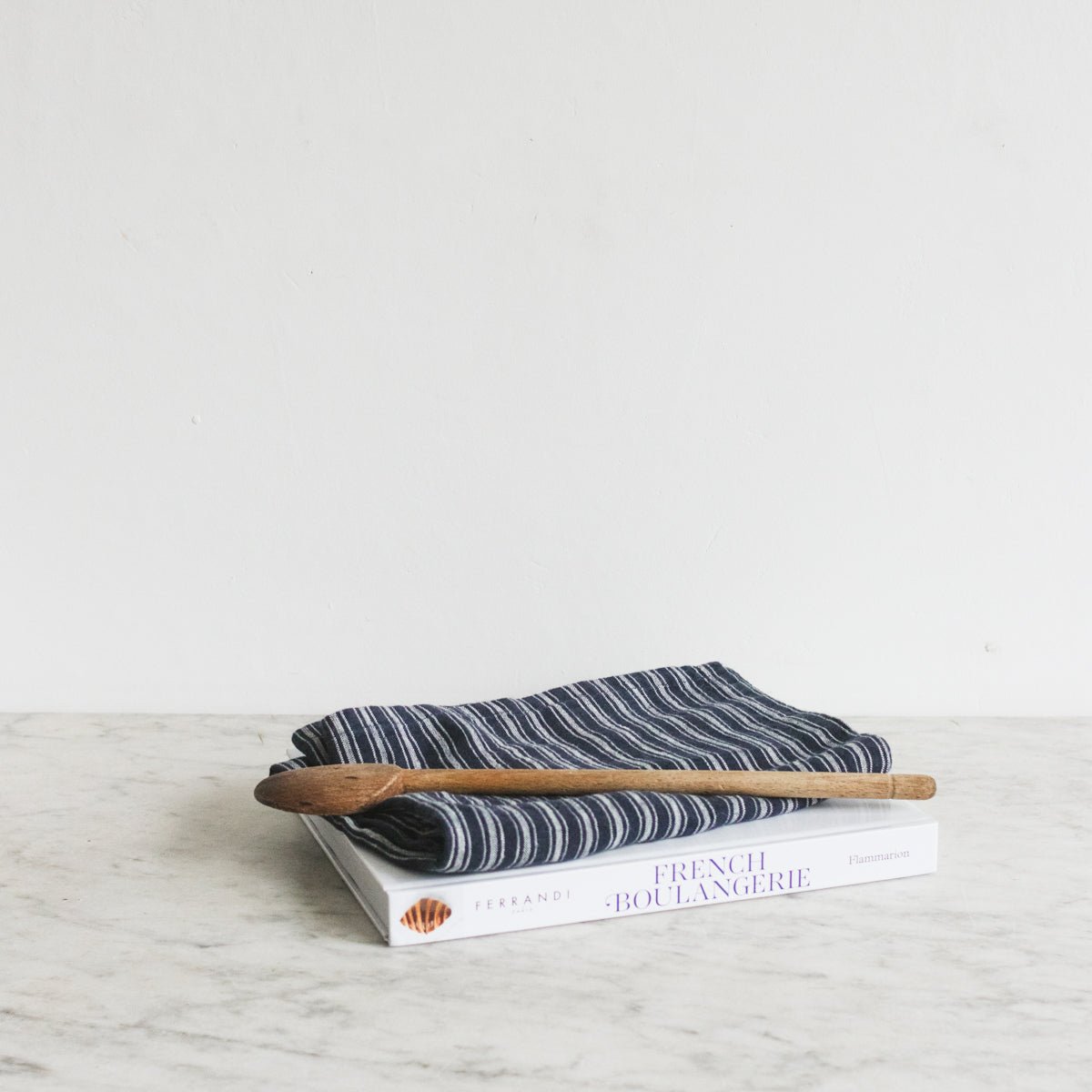 French Boulangerie Cookbook with Laundered Linen Kitchen Towel and Wood Spoon - elsie green - the french kitchen