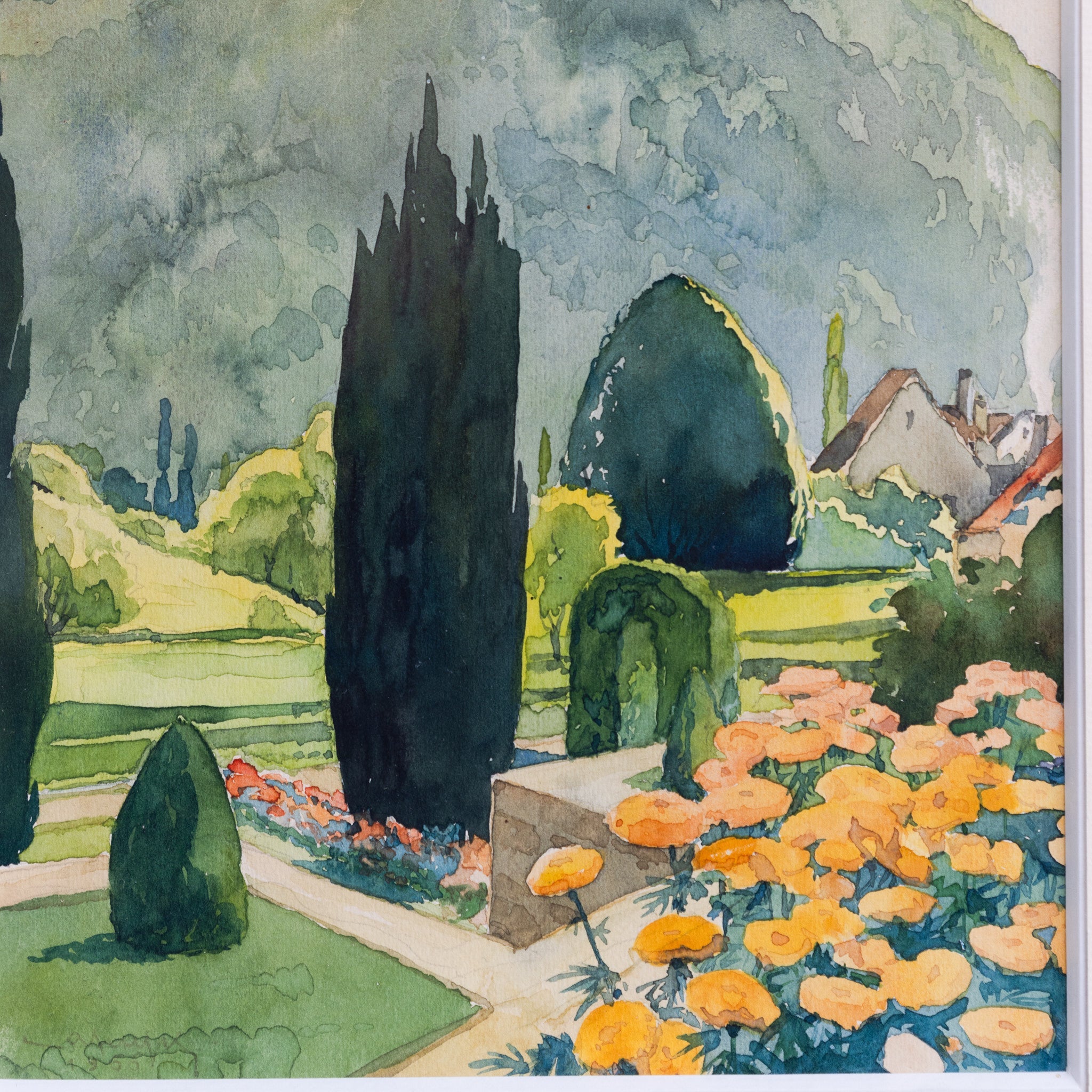 French Garden Watercolor Painting - elsie green - art