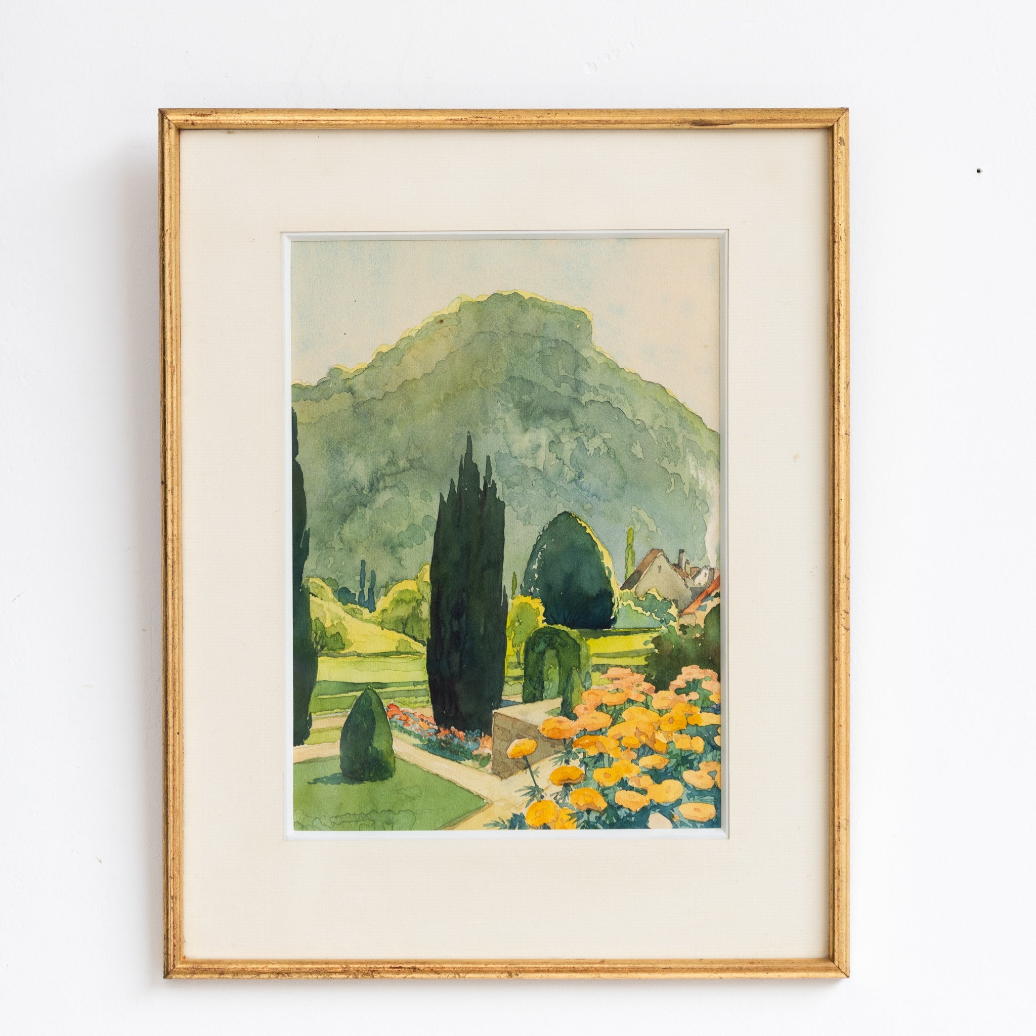 French Garden Watercolor Painting - elsie green - art