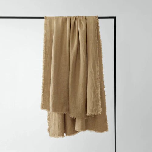 Freya Linen Throw | Biscuit - elsie green - Textiles
