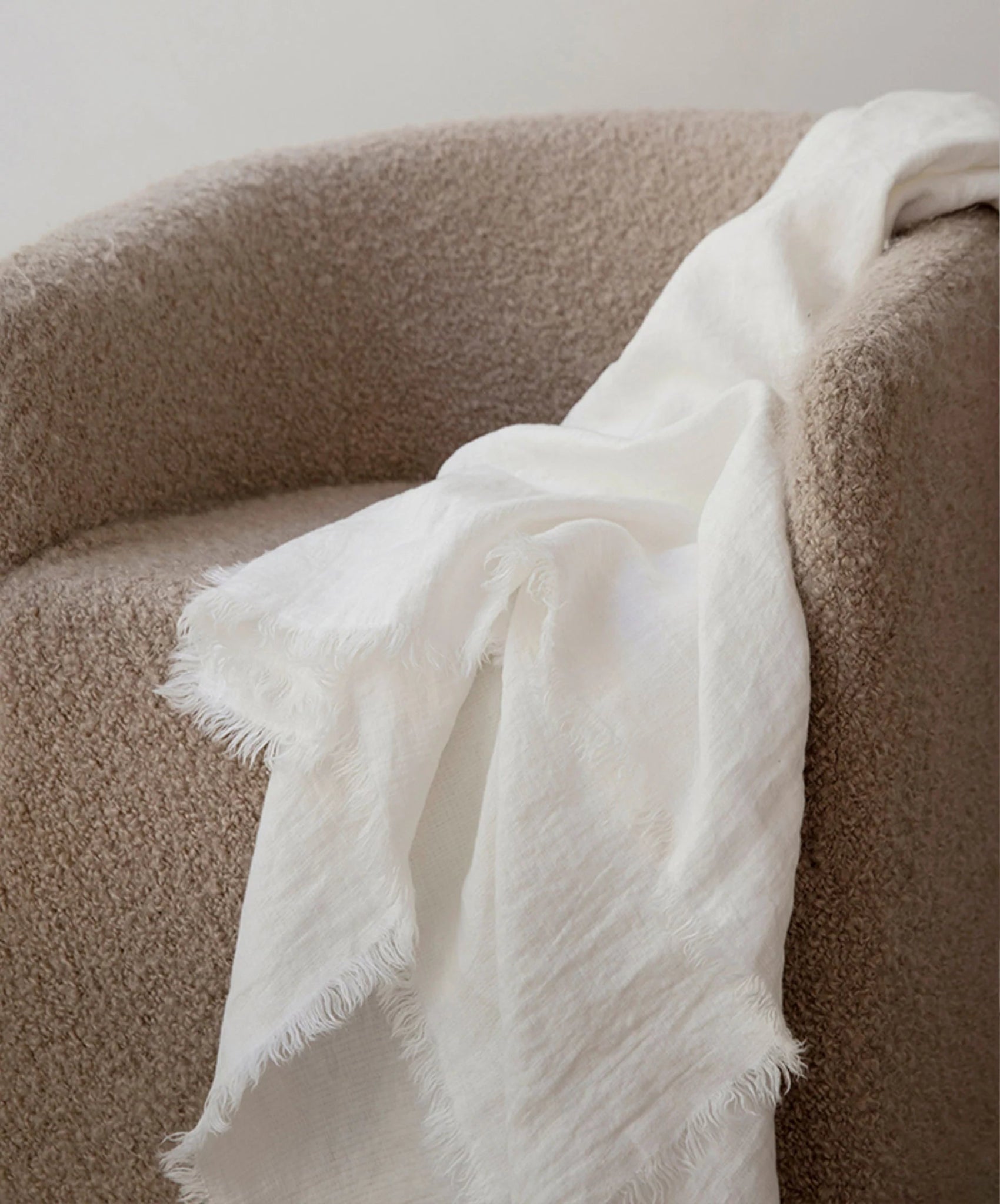 Freya Linen Throw | Snow - elsie green - Textiles