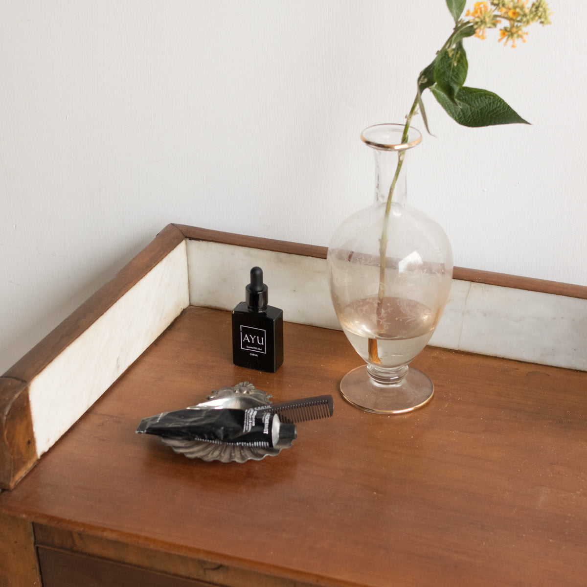 Vintage Vanity with Marble Accent - elsie green