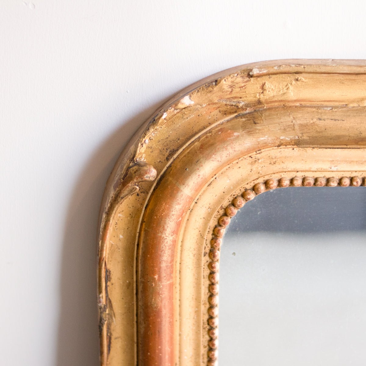 Gilded Louis Philippe Mirror with Red Clay Bole | 28 x 45.25 - elsie green - decor