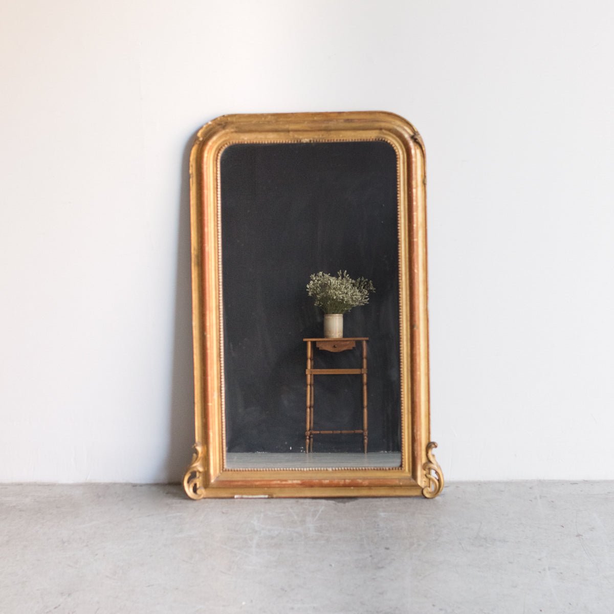 Gilded Louis Philippe Mirror with Red Clay Bole | 28 x 45.25 - elsie green - decor