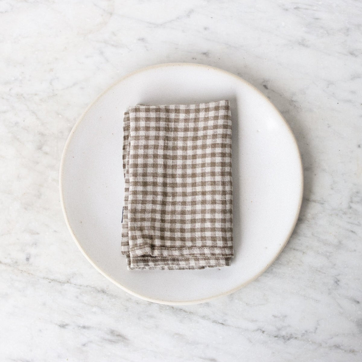 Gingham Linen Napkin Set of 4 - elsie green - textiles