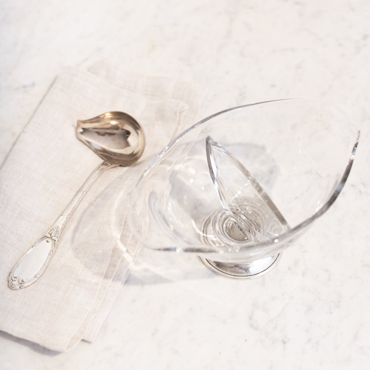 Glass and Sterling Gravy Boat with Engraved Ladle | The Patrick Orbe Collection - elsie green - the french kitchen