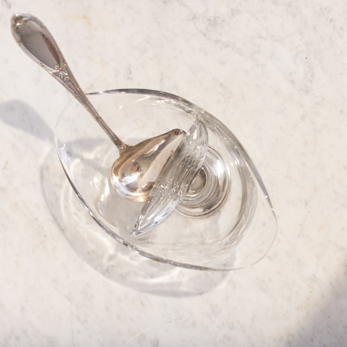 Glass and Sterling Gravy Boat with Engraved Ladle | The Patrick Orbe Collection - elsie green - the french kitchen