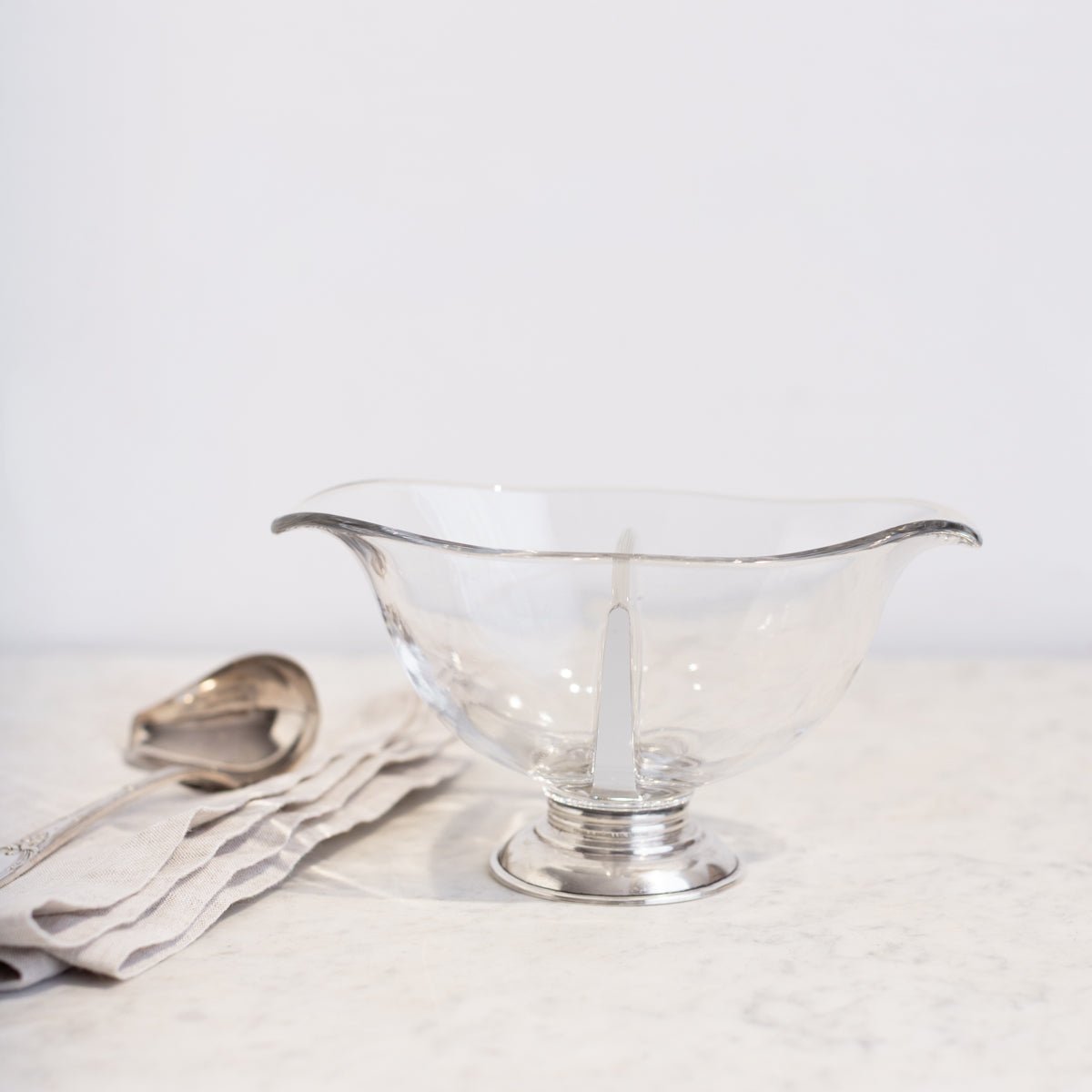 Glass and Sterling Gravy Boat with Engraved Ladle | The Patrick Orbe Collection - elsie green - the french kitchen