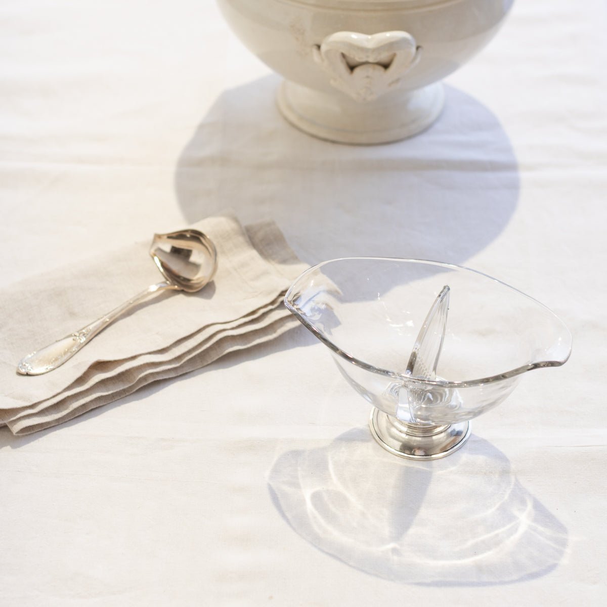 Glass and Sterling Gravy Boat with Engraved Ladle | The Patrick Orbe Collection - elsie green - the french kitchen