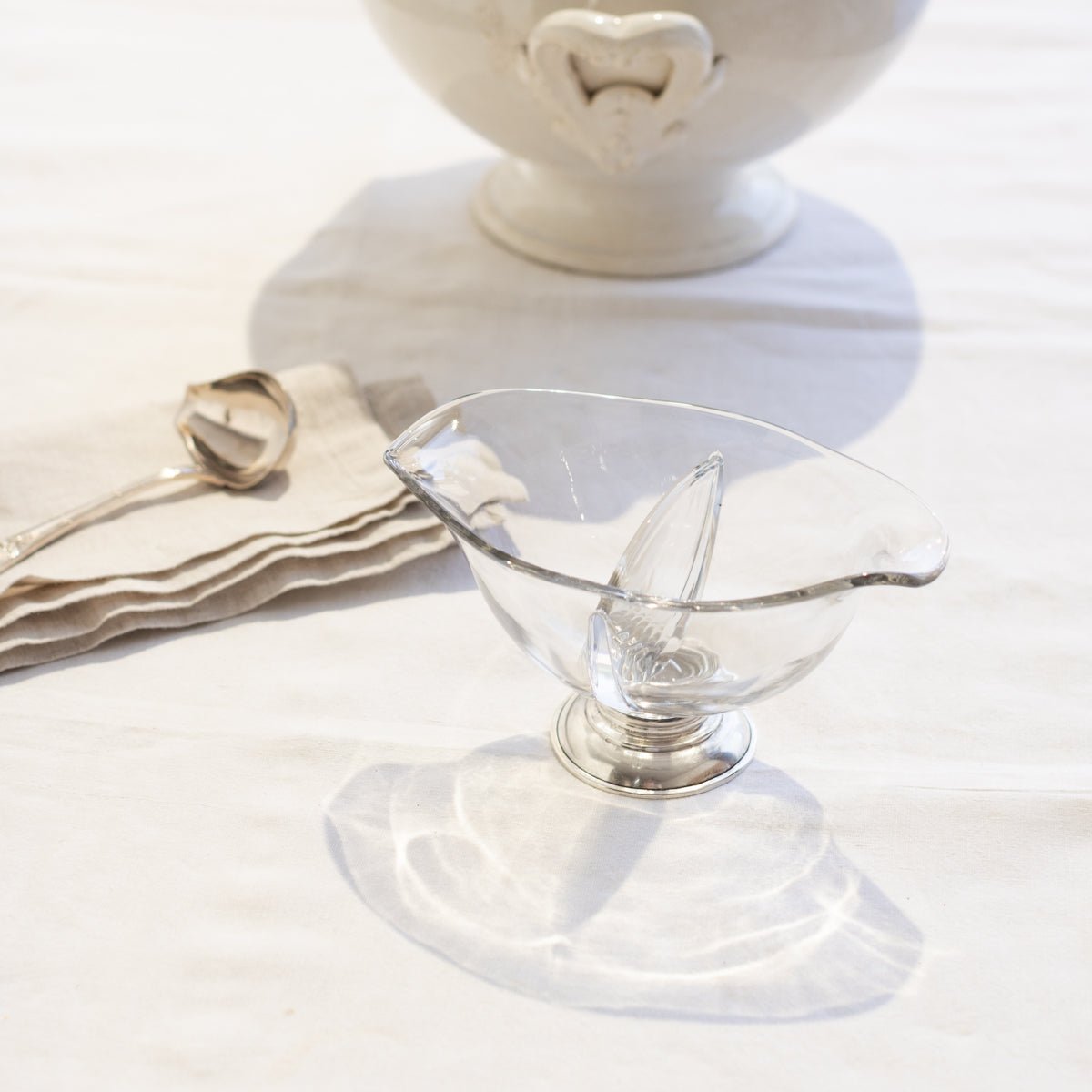 Glass and Sterling Gravy Boat with Engraved Ladle | The Patrick Orbe Collection - elsie green - the french kitchen