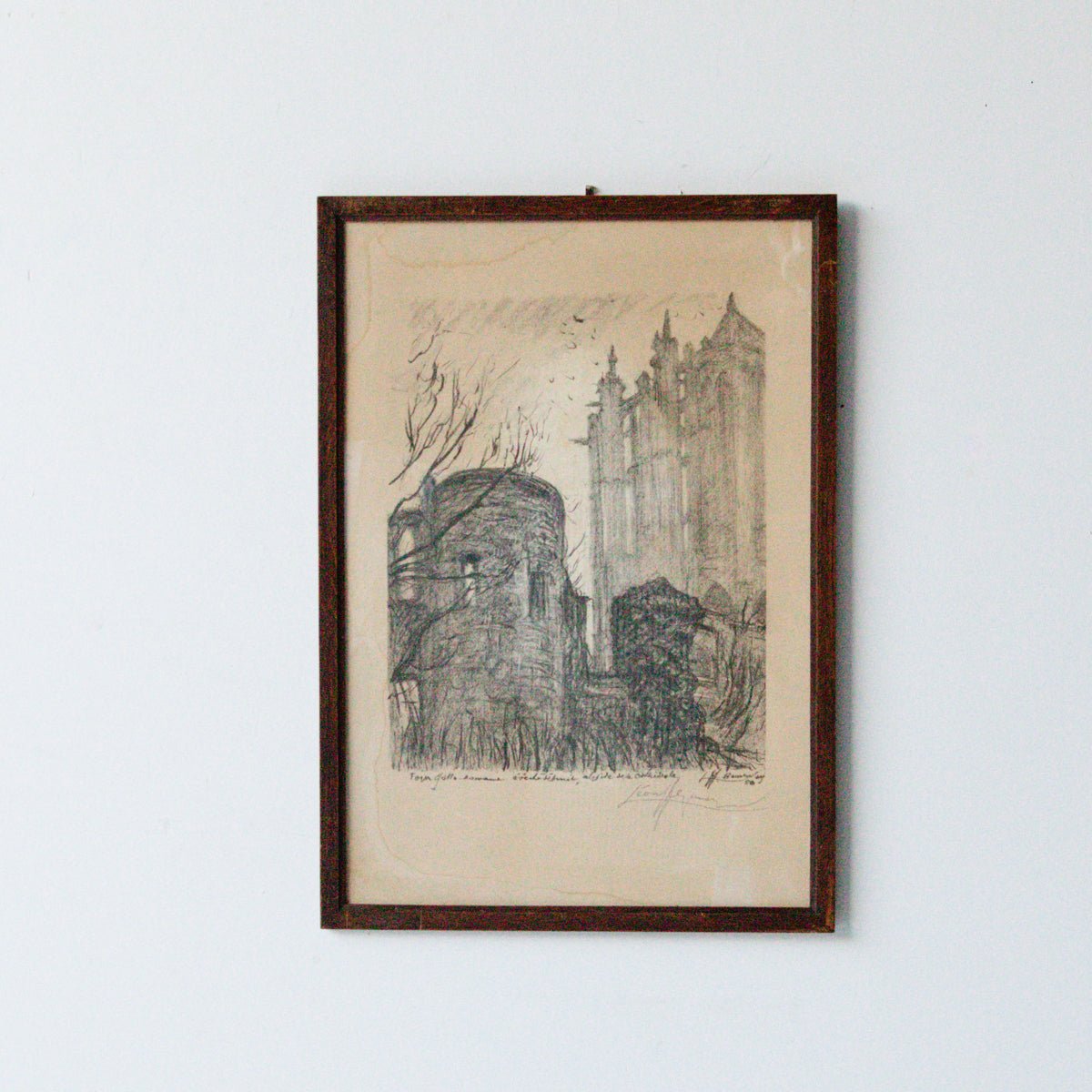Gothic Cathedral Drawing | Dated 1950 - elsie green - art