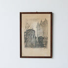 Gothic Cathedral Drawing | Dated 1950 - elsie green - art