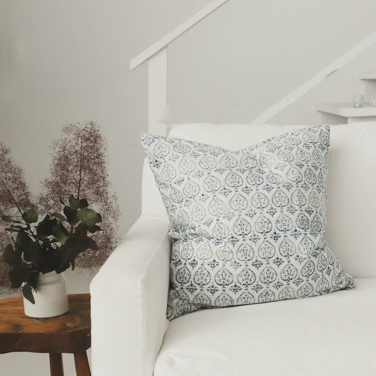 Hand Block Printed Pillow Cover - elsie green