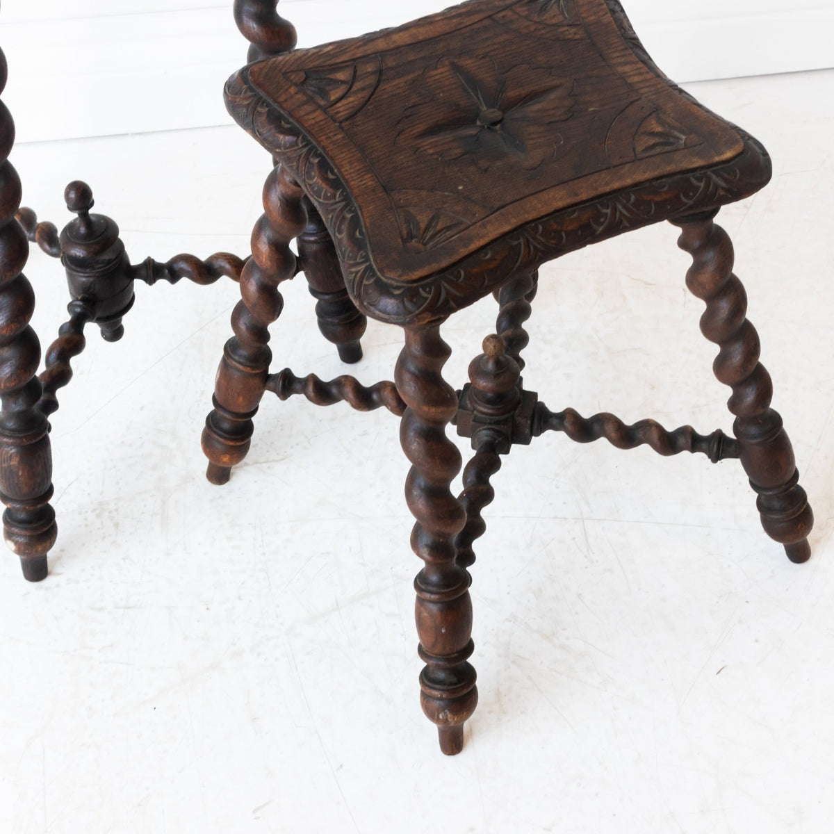 Hand Carved Spindle Stool - elsie green - furniture