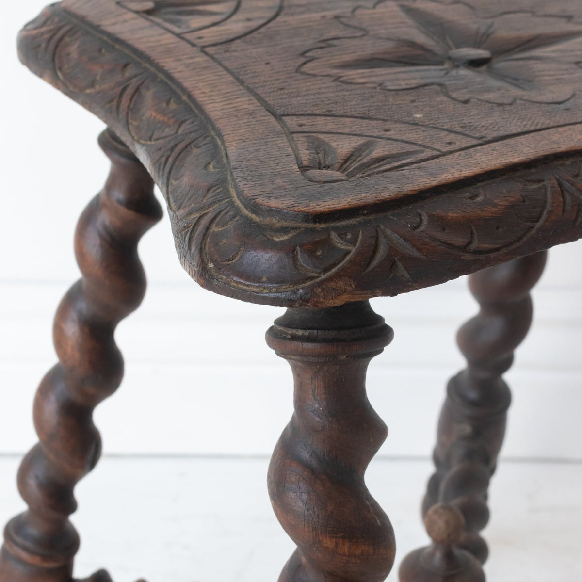 Hand Carved Spindle Stool - elsie green - furniture