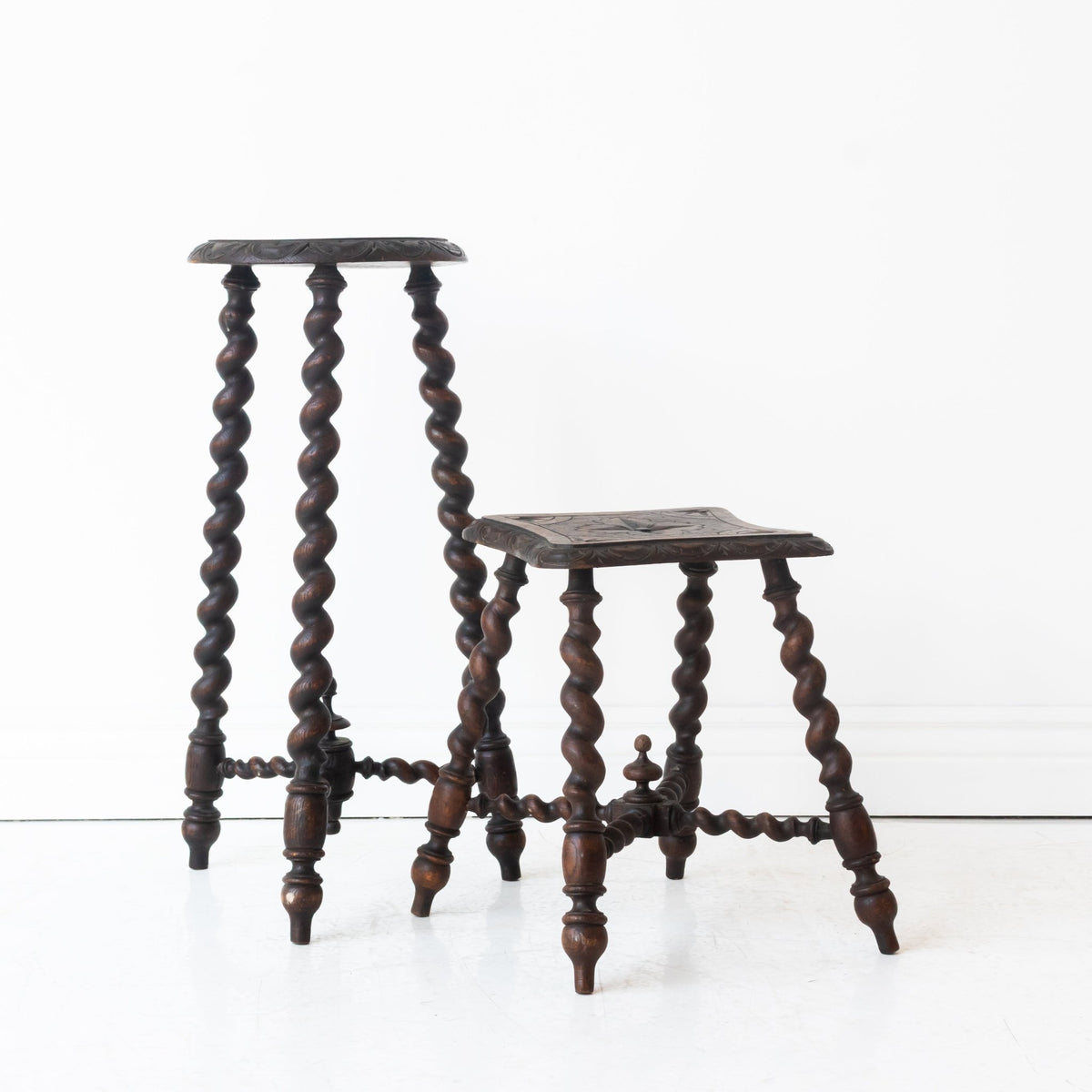 Hand Carved Spindle Stool - elsie green - furniture