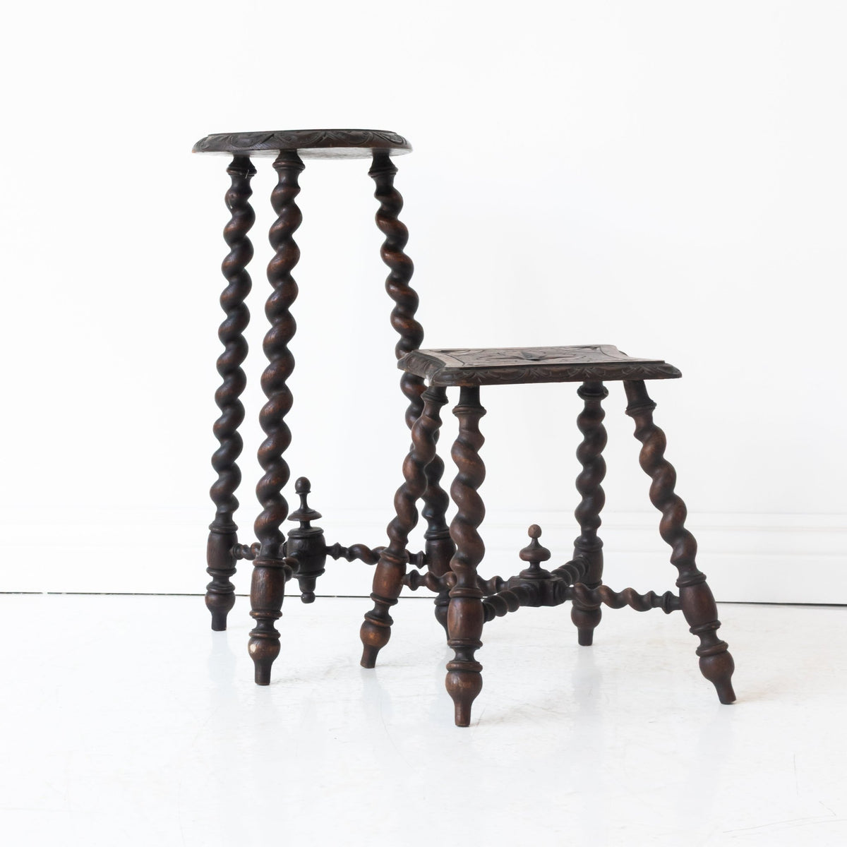 Hand Carved Spindle Stool - elsie green - furniture