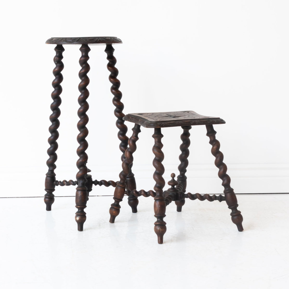 Hand Carved Spindle Stool - elsie green - furniture