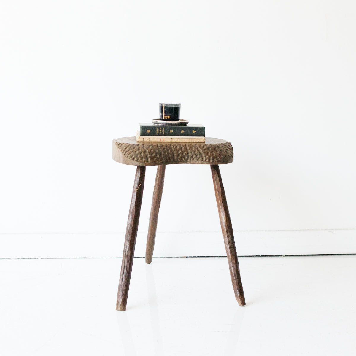 Hand Carved Tripod Stool - elsie green - furniture