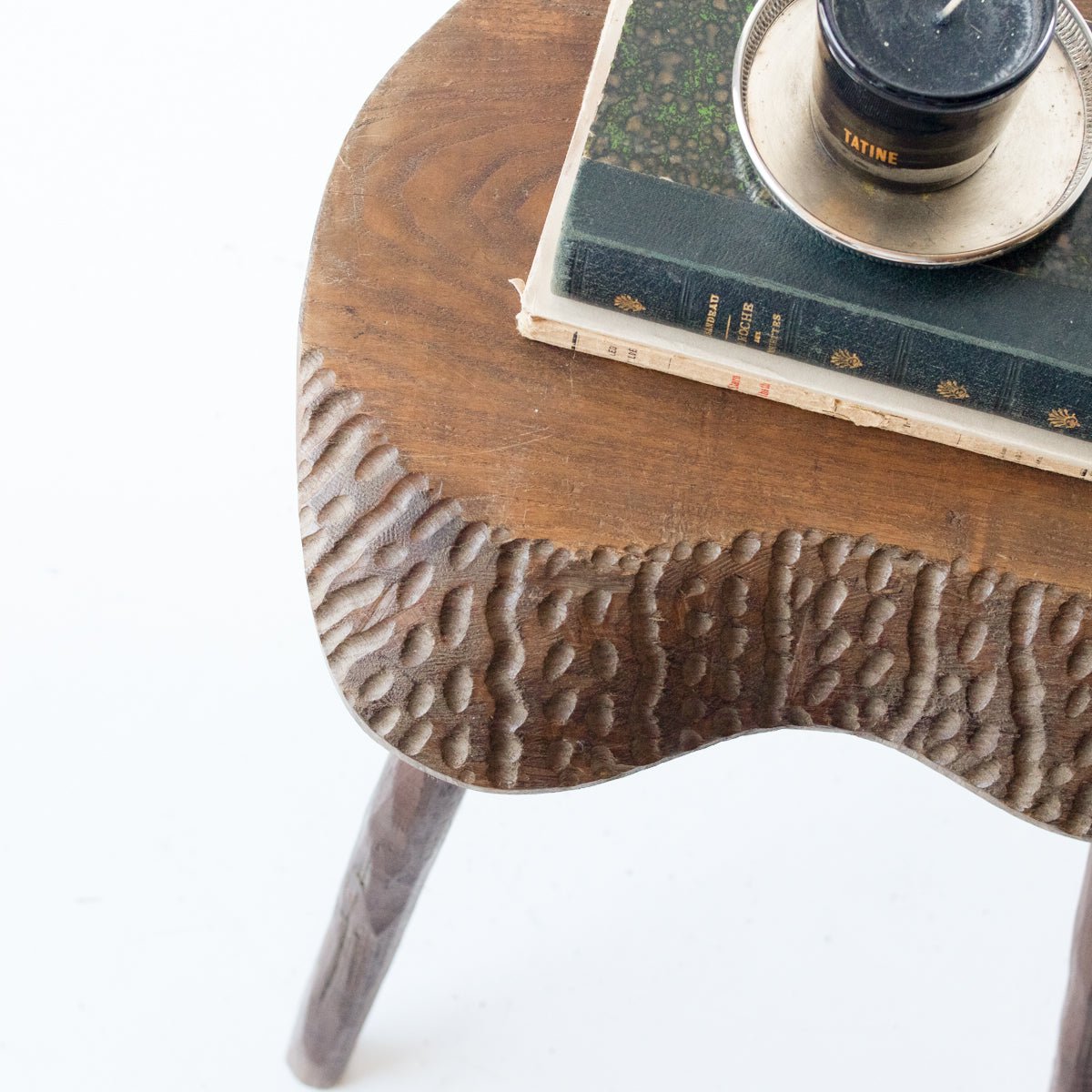 Hand Carved Tripod Stool - elsie green - furniture