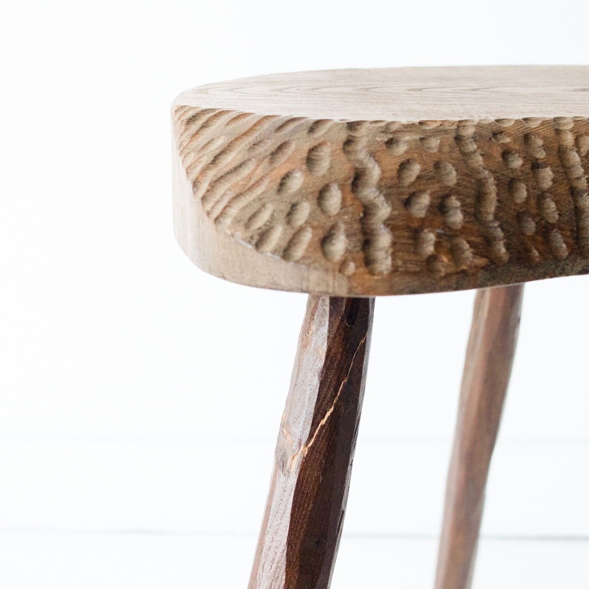 Hand Carved Tripod Stool - elsie green - furniture