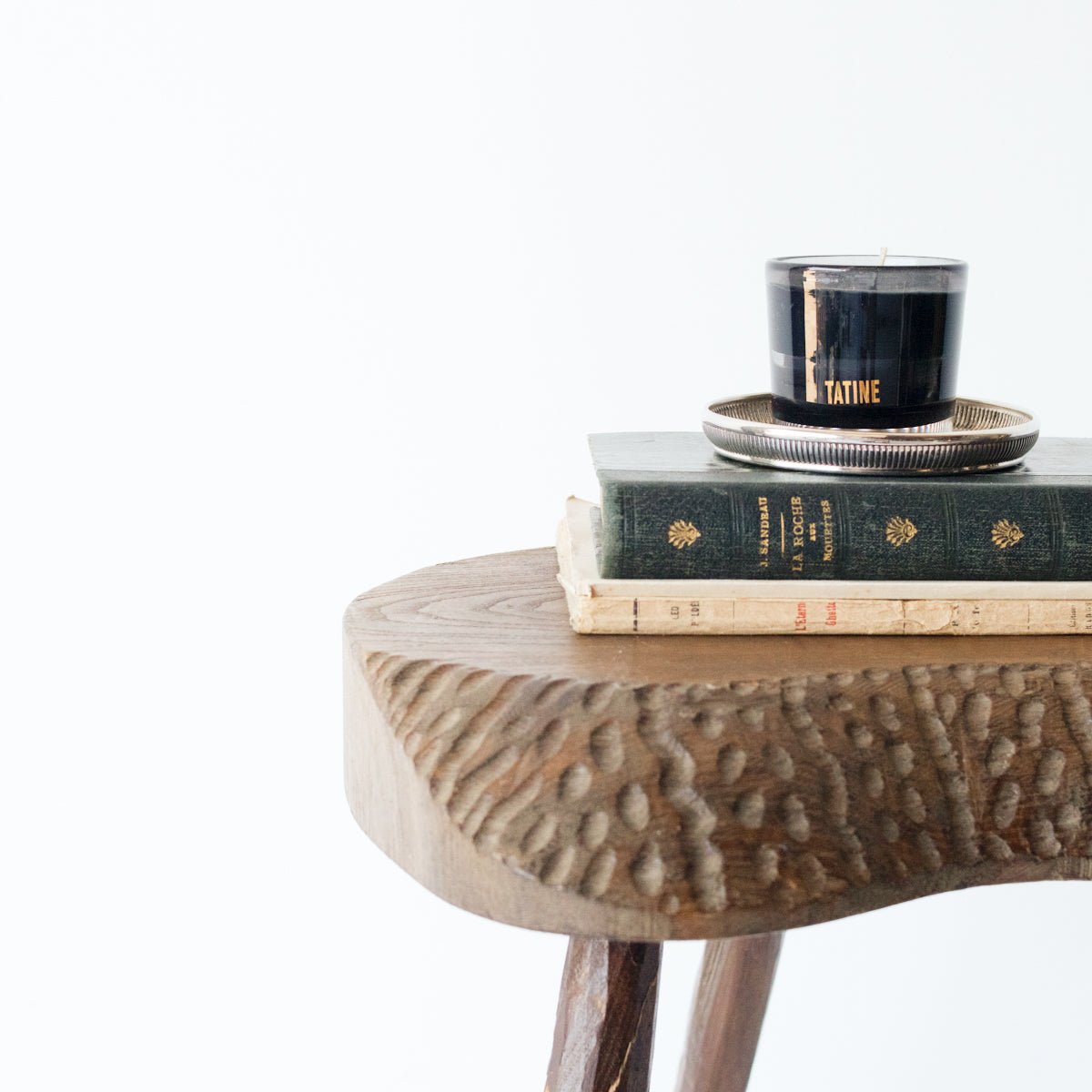 Hand Carved Tripod Stool - elsie green - furniture