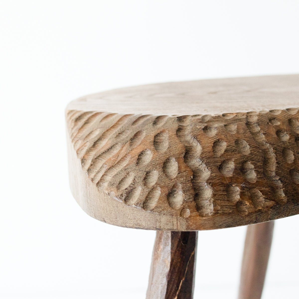Hand Carved Tripod Stool - elsie green - furniture