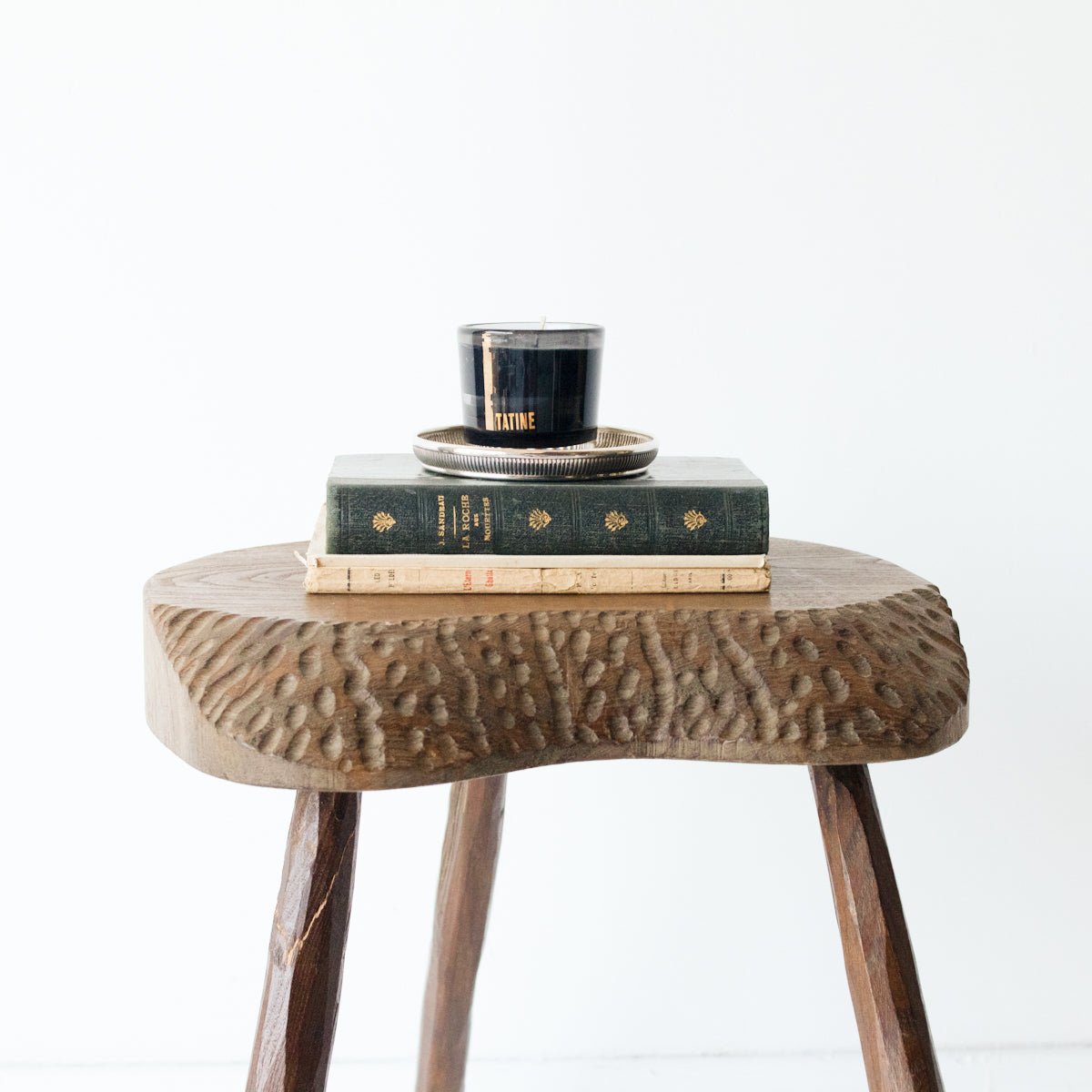 Hand Carved Tripod Stool - elsie green - furniture