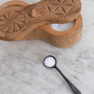 Hand Carved Wood Spice Dispenser with Pair of Silver Salt Spoons - elsie green - the french kitchen