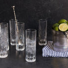Hand Cut Tall Crystal Bar Glass Set Of 6 - elsie green - The French Kitchen