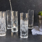 Hand Cut Tall Crystal Bar Glass Set Of 6 - elsie green - The French Kitchen