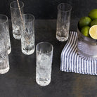 Hand Cut Tall Crystal Bar Glass Set Of 6 - elsie green - The French Kitchen