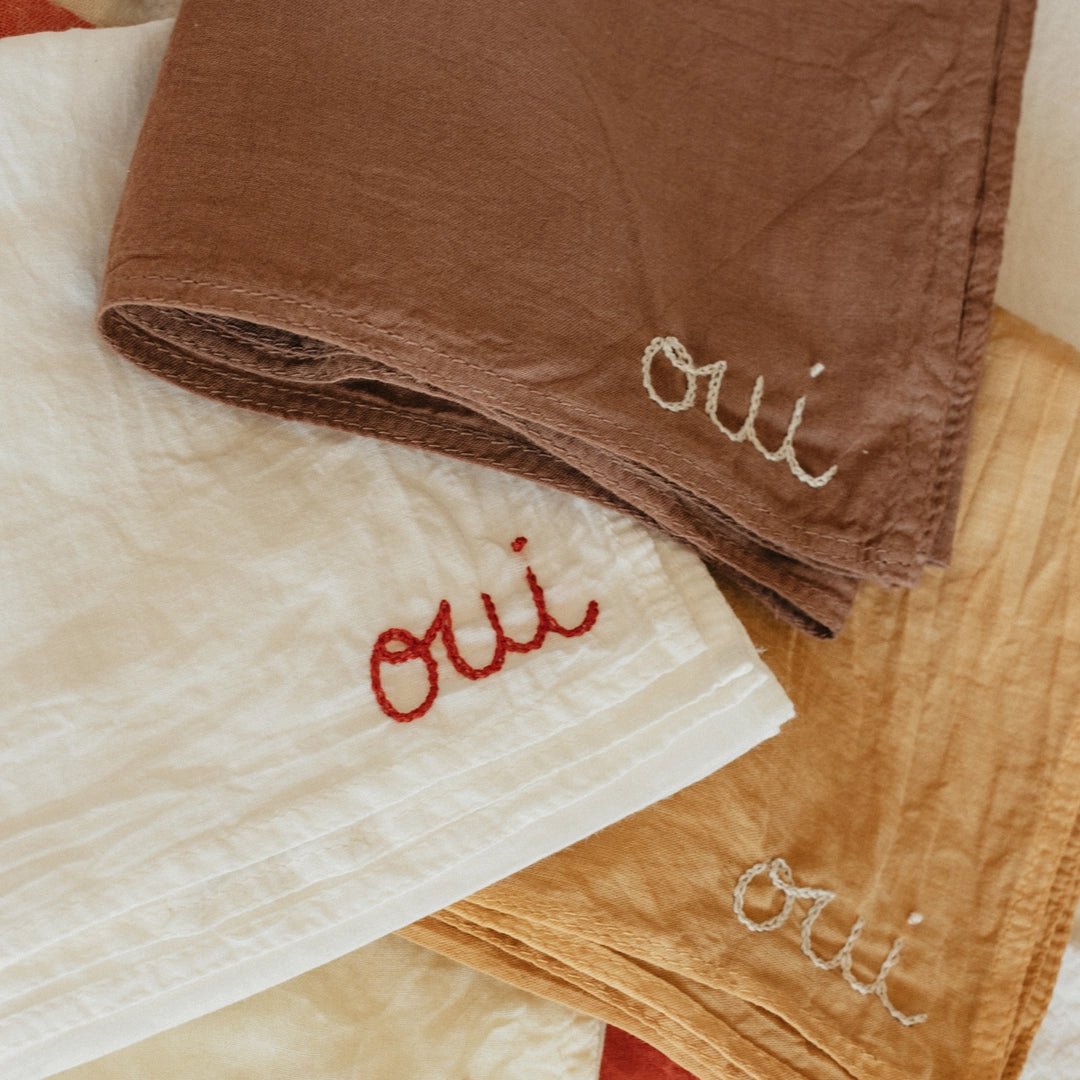 Hand Embroidered Bandana - elsie green - textiles