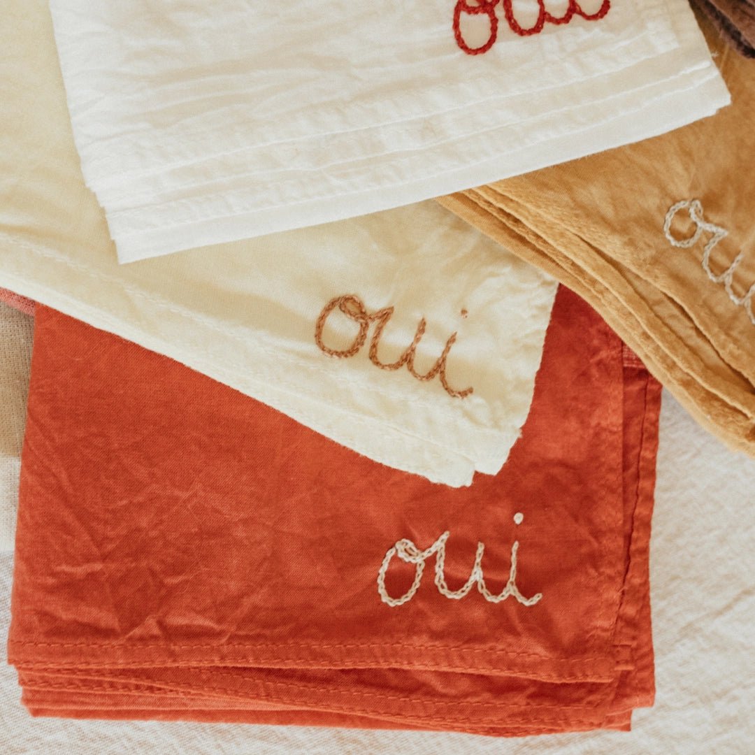 Hand Embroidered Bandana - elsie green - textiles