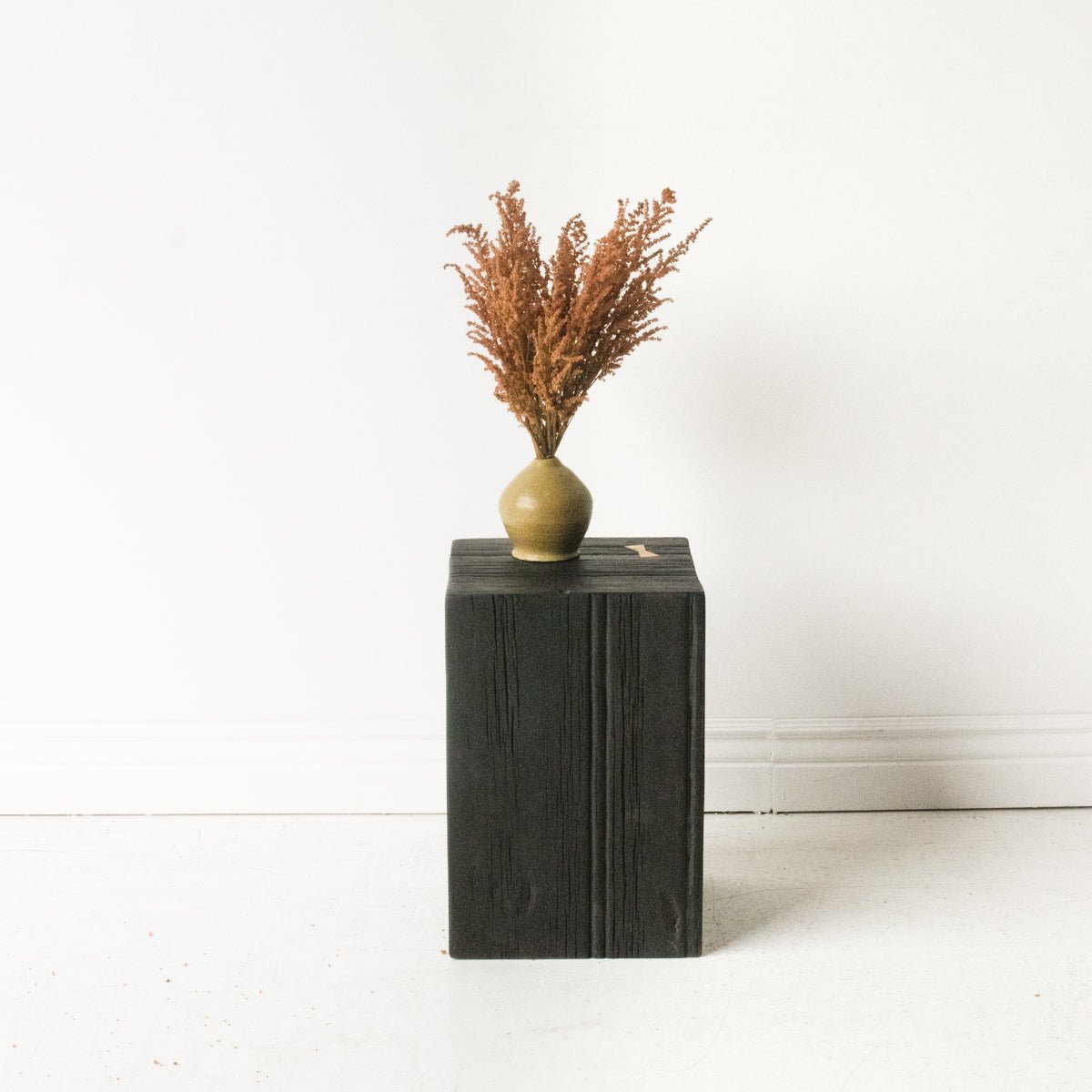 Hand Hewn Side Table with Brass Bow Tie - elsie green - furniture
