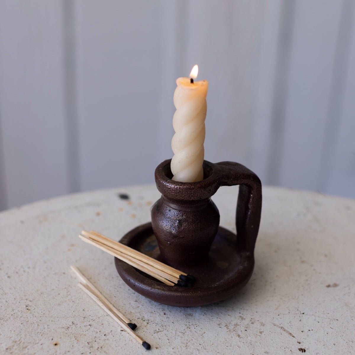 Hand Made Stoneware Candlestick - elsie green - decor