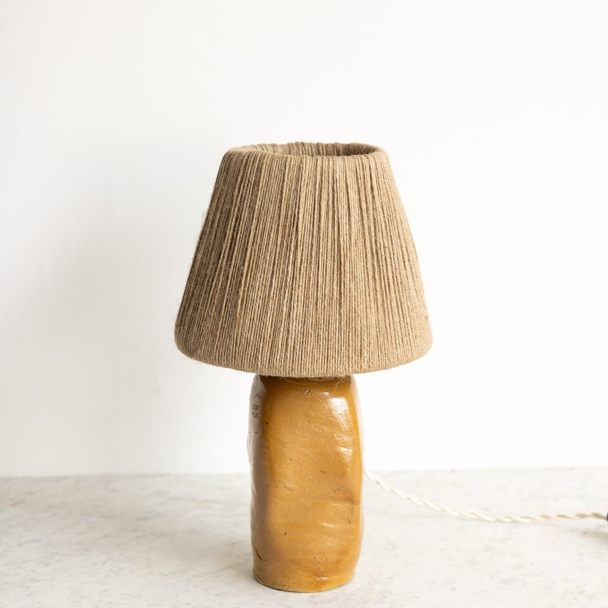 Hand Made Stoneware Lamp with Jute Shade - elsie green - decor