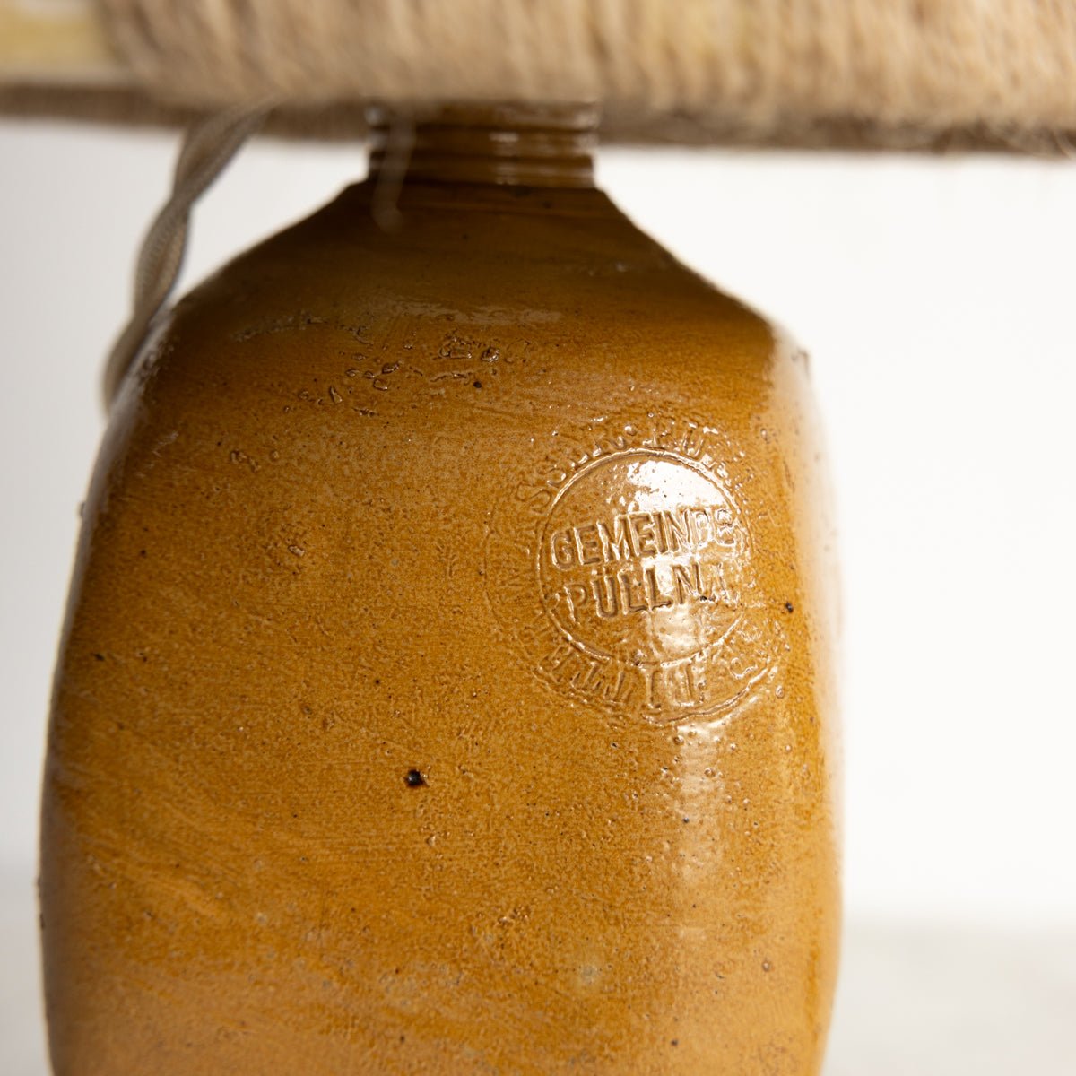 Hand Made Stoneware Lamp with Jute Shade - elsie green - decor