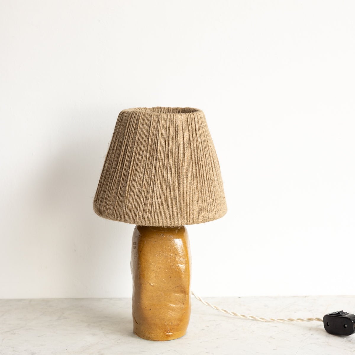 Hand Made Stoneware Lamp with Jute Shade - elsie green - decor