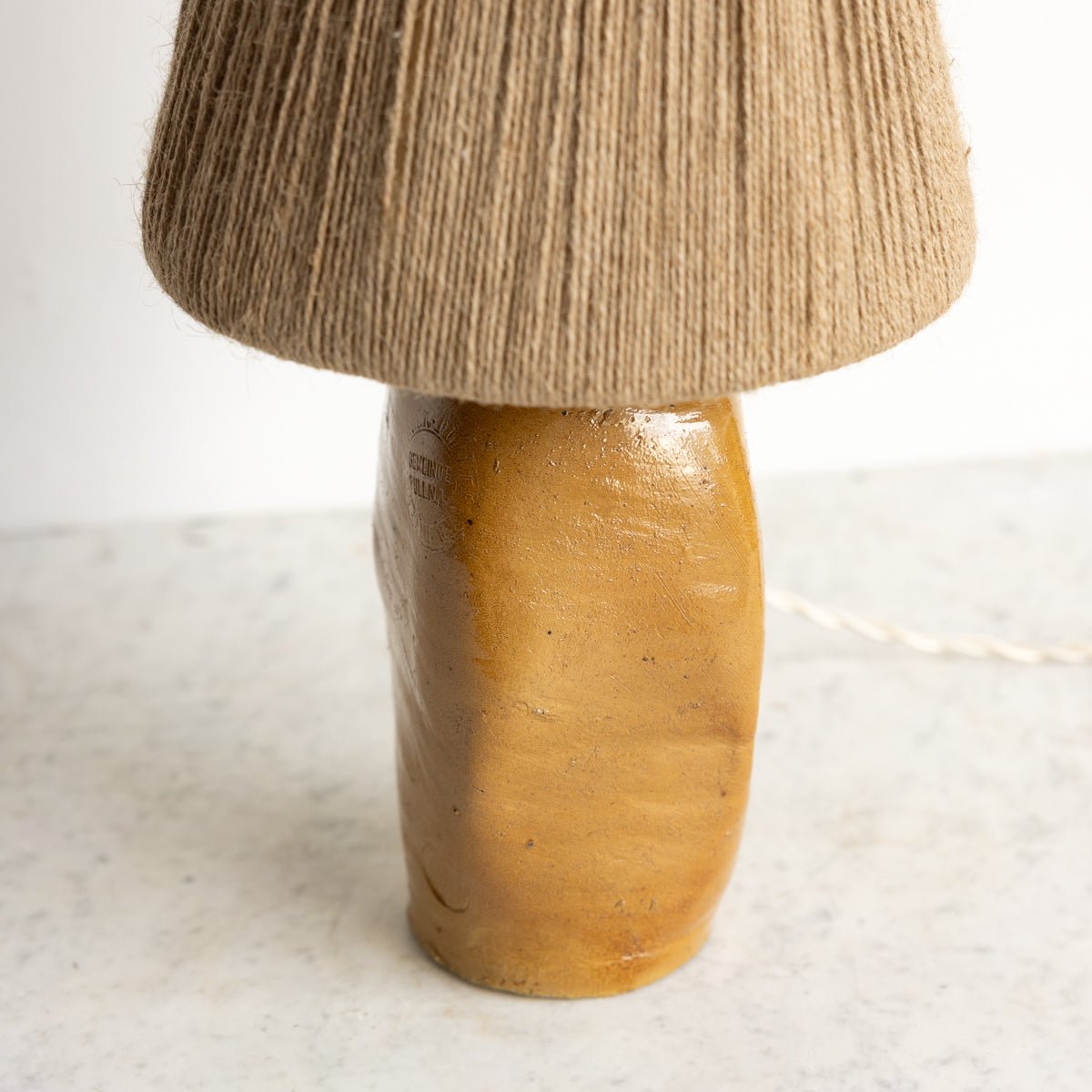 Hand Made Stoneware Lamp with Jute Shade - elsie green - decor