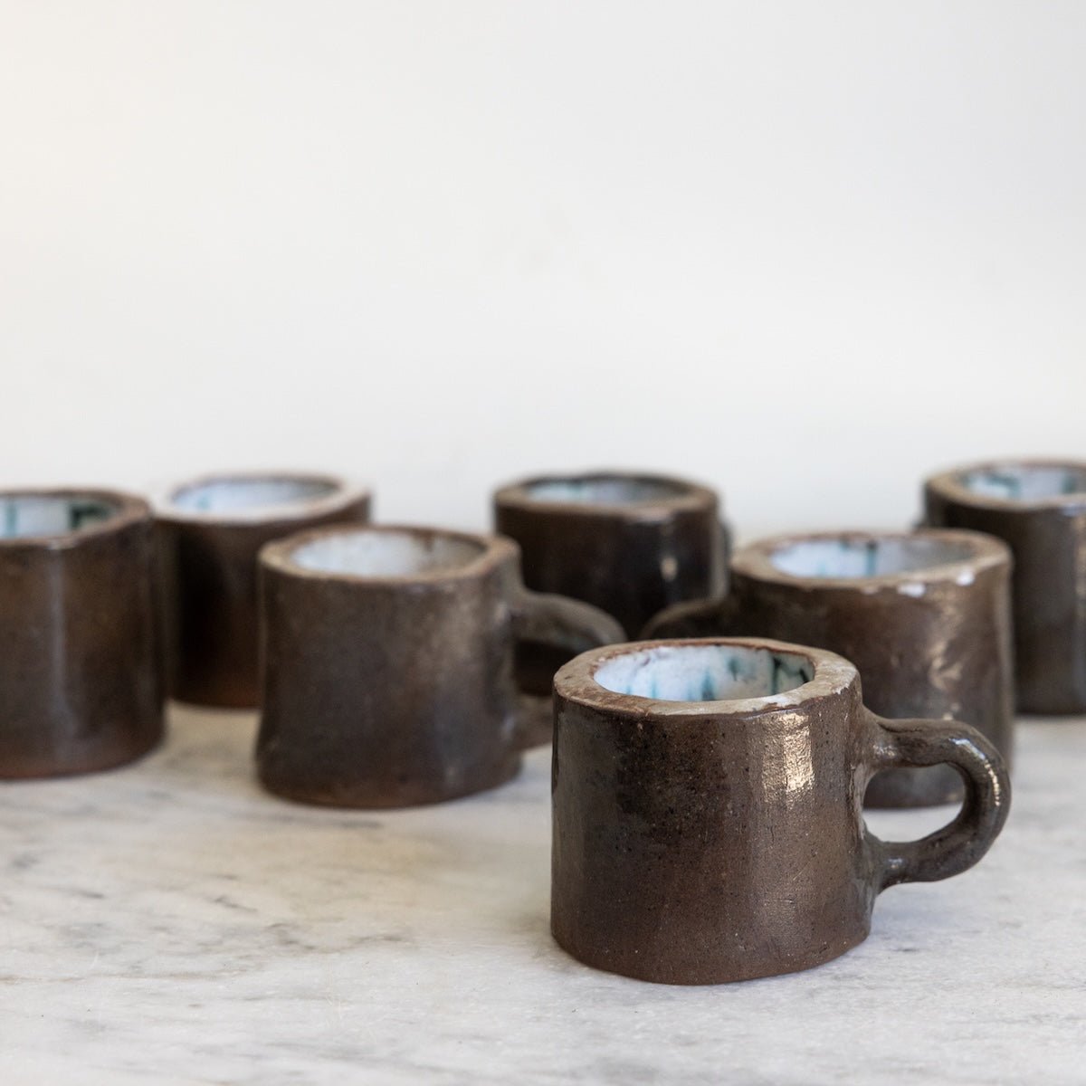 Hand Made Stoneware Mug Set of 7 | Signed by Artist - elsie green - French Kitchen