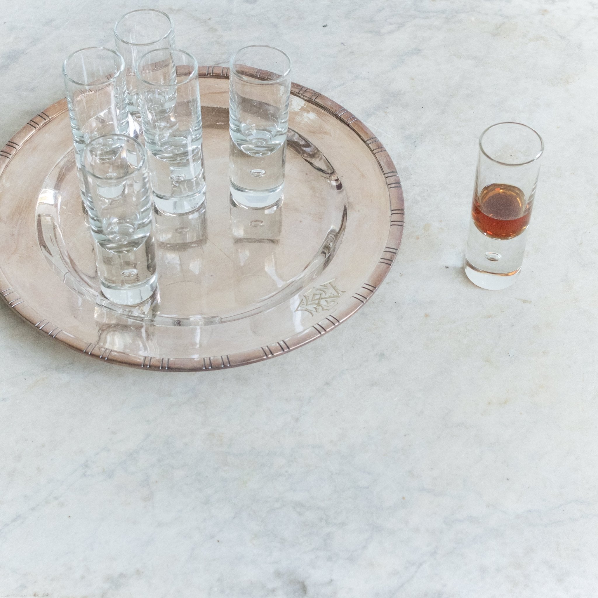 Heavy Sham Crystal Shot Glass Set of 6 - elsie green - the french kitchen