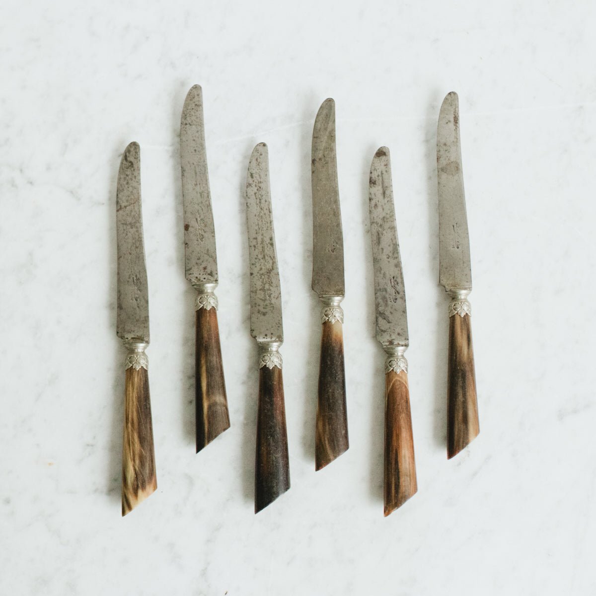 Horn Knife with Stamped Blade Set of 6 - elsie green - the french kitchen