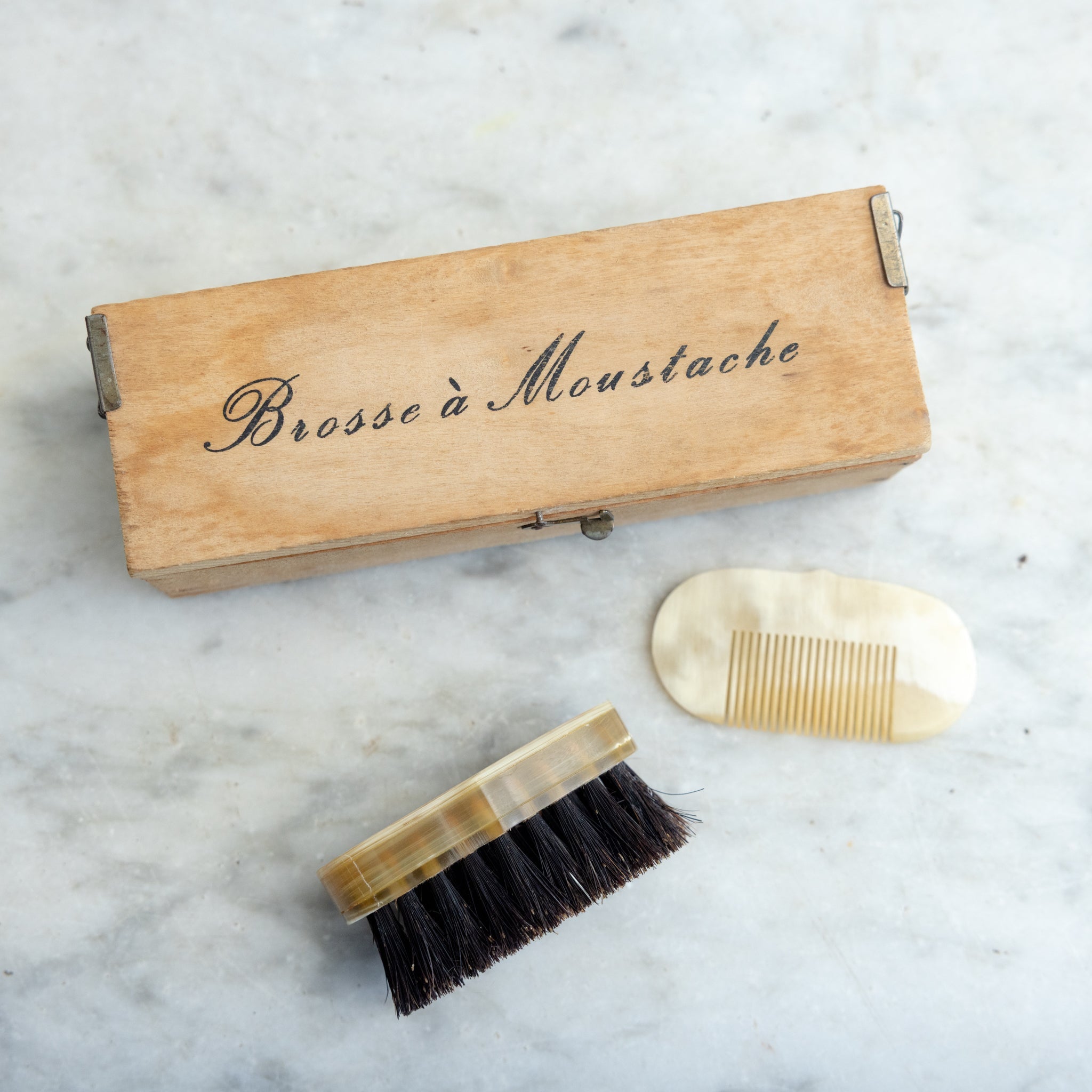Horn Mustache Comb and Brush - elsie green - decor