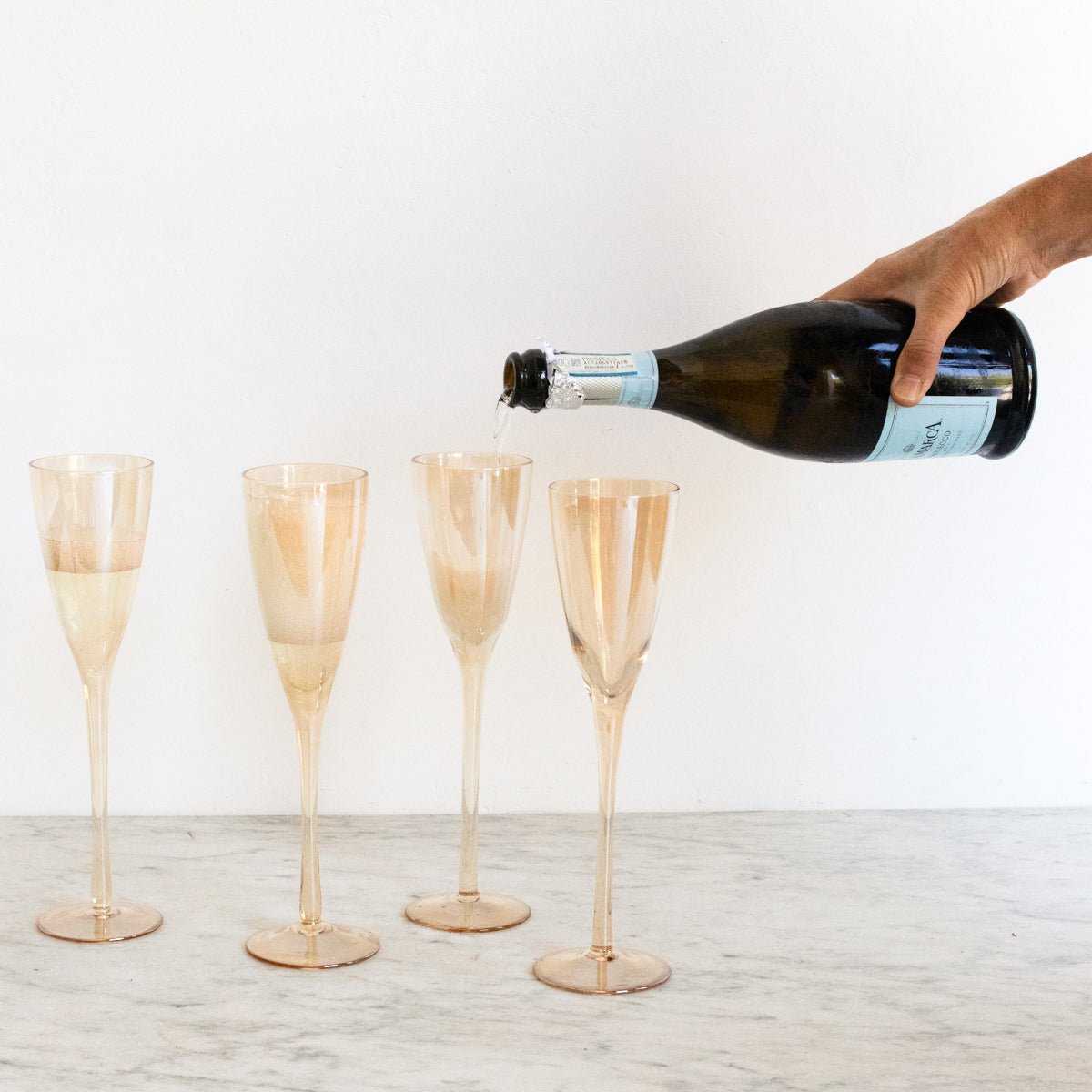 Iridescent Champagne Flute Set Of 5 - elsie green - The French Kitchen