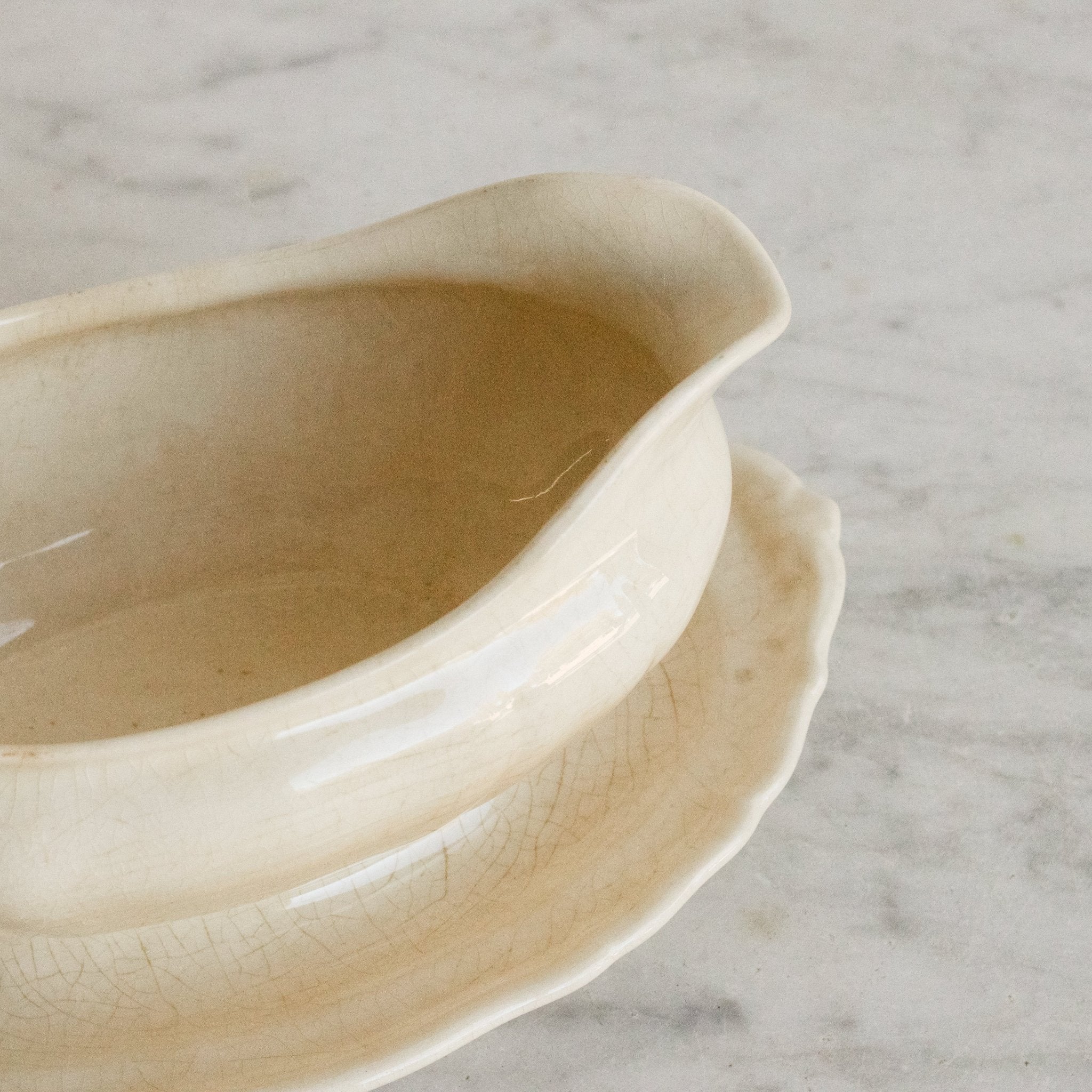 Ironstone Gravy Boat With Silver Ladle - elsie green - The French Kitchen