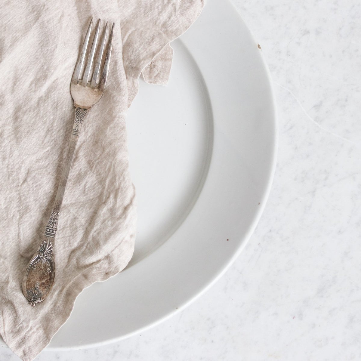 Ironstone Serving Platter with Louis XVI Neoclassical Serving Fork - elsie green - The French Kitchen