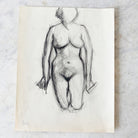 Kneeling Charcoal Nude Drawing - elsie green - art